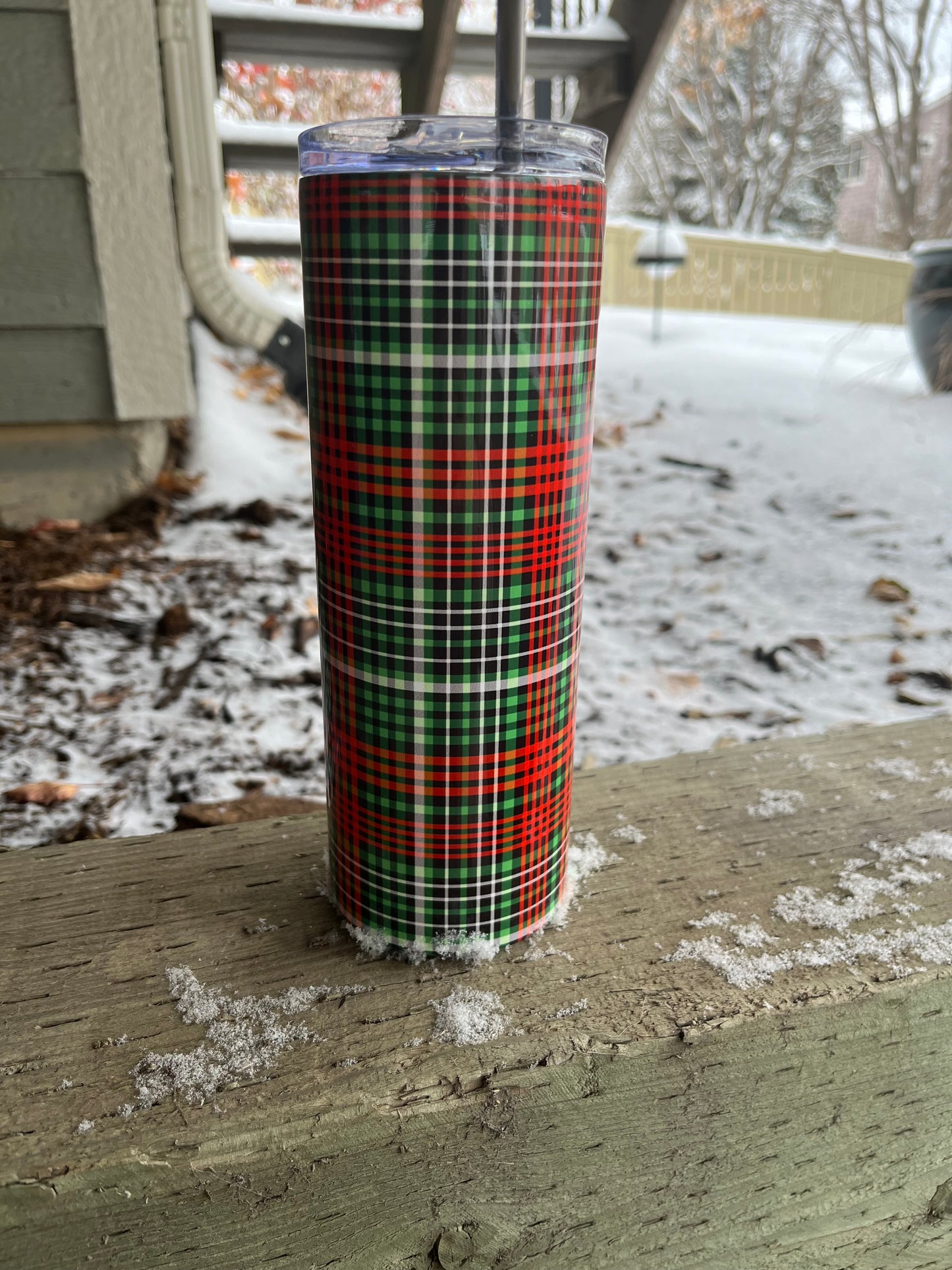 Christmas plaid cup