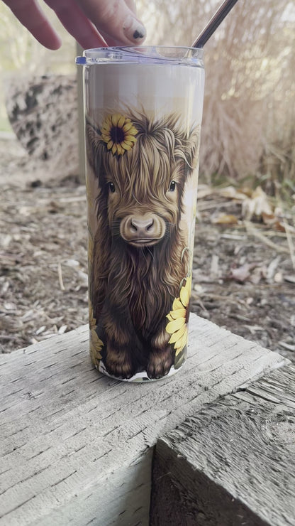 Sunflower highland cow cup